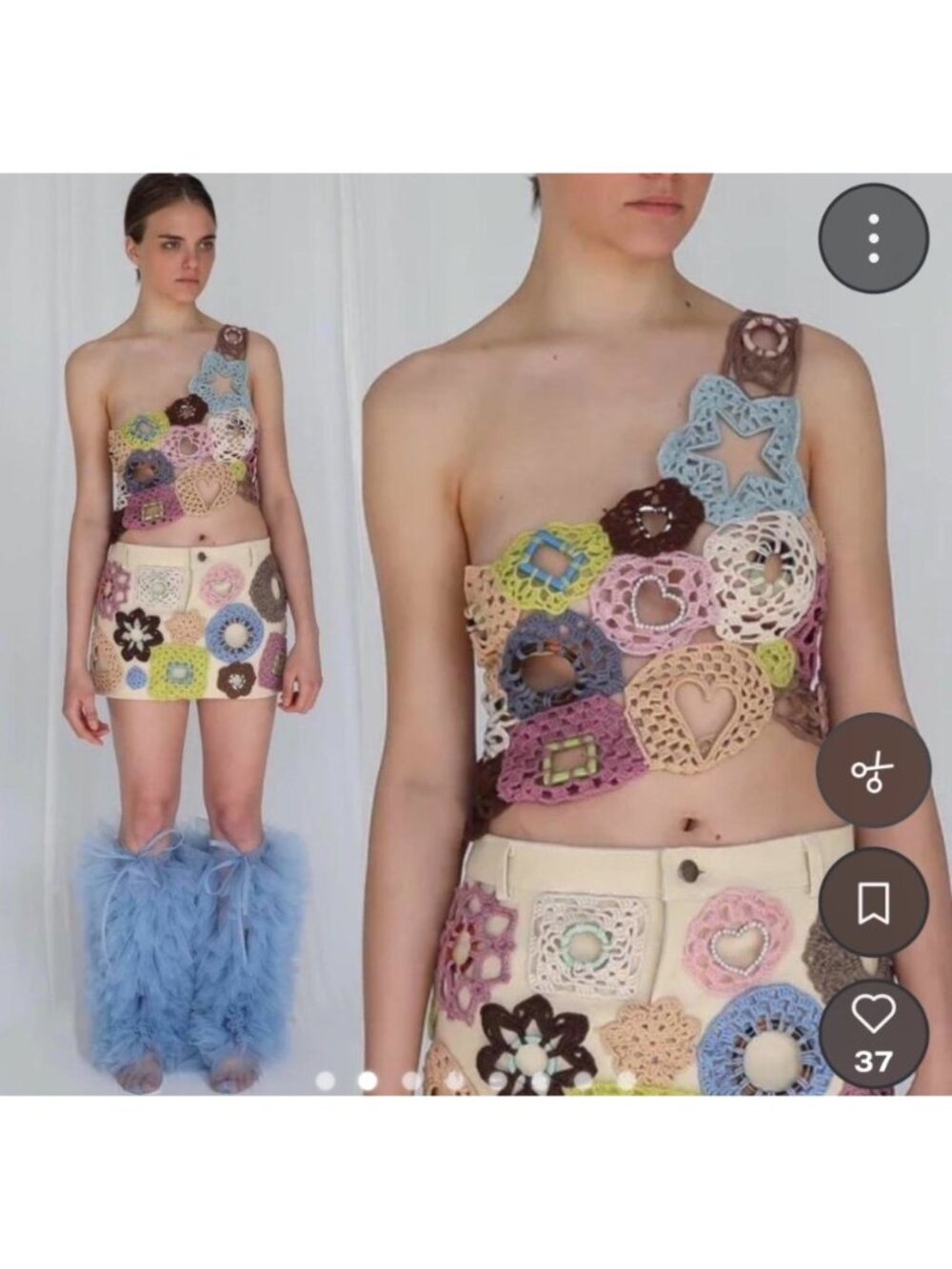 Crochet Patchwork Lirika Matoshi Top With Colorful Patterns & Cutouts